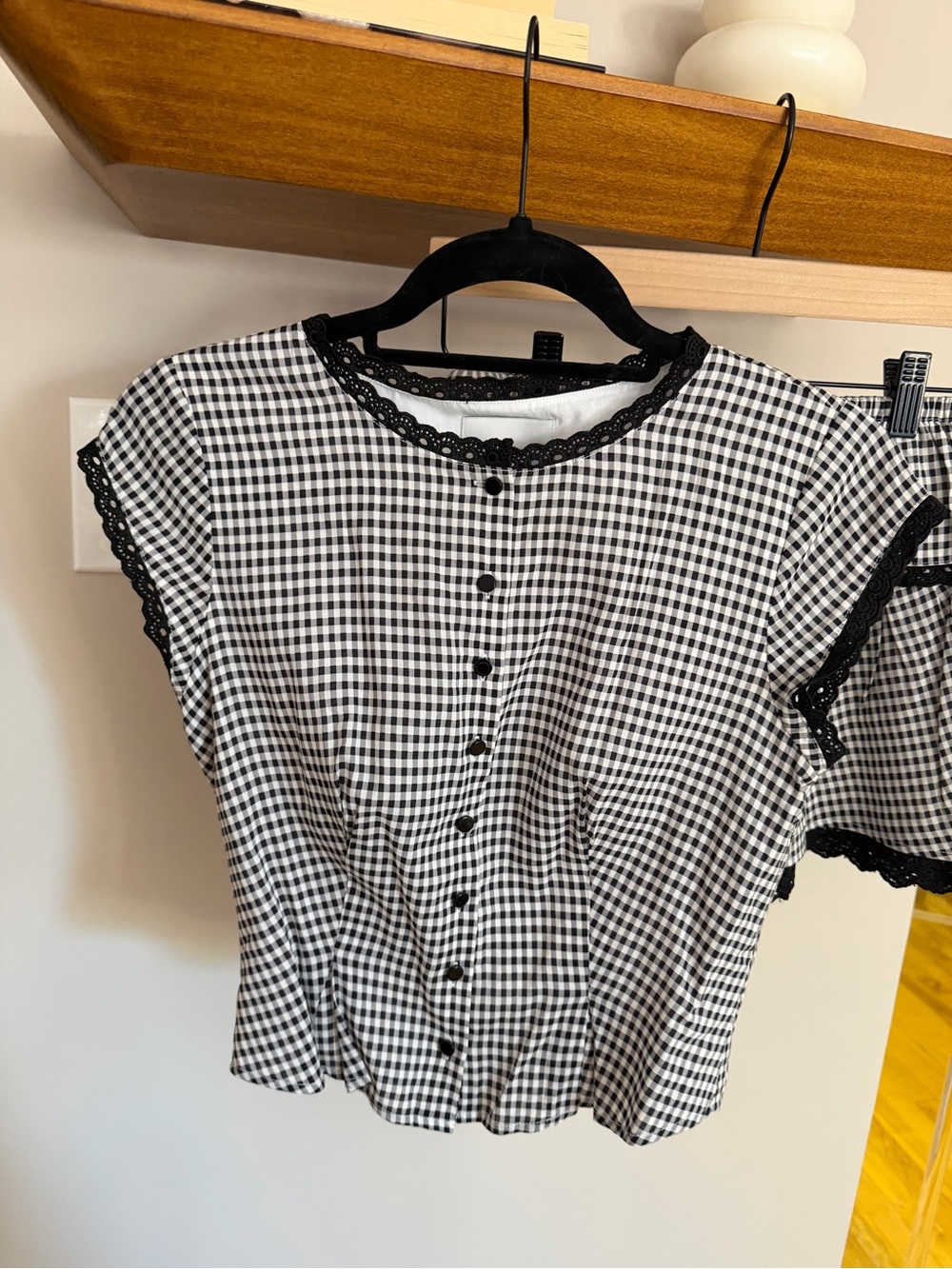 Reformation Black & White Gingham Mini Skirt Set - Size 0 / XS - Picture 6 of 7